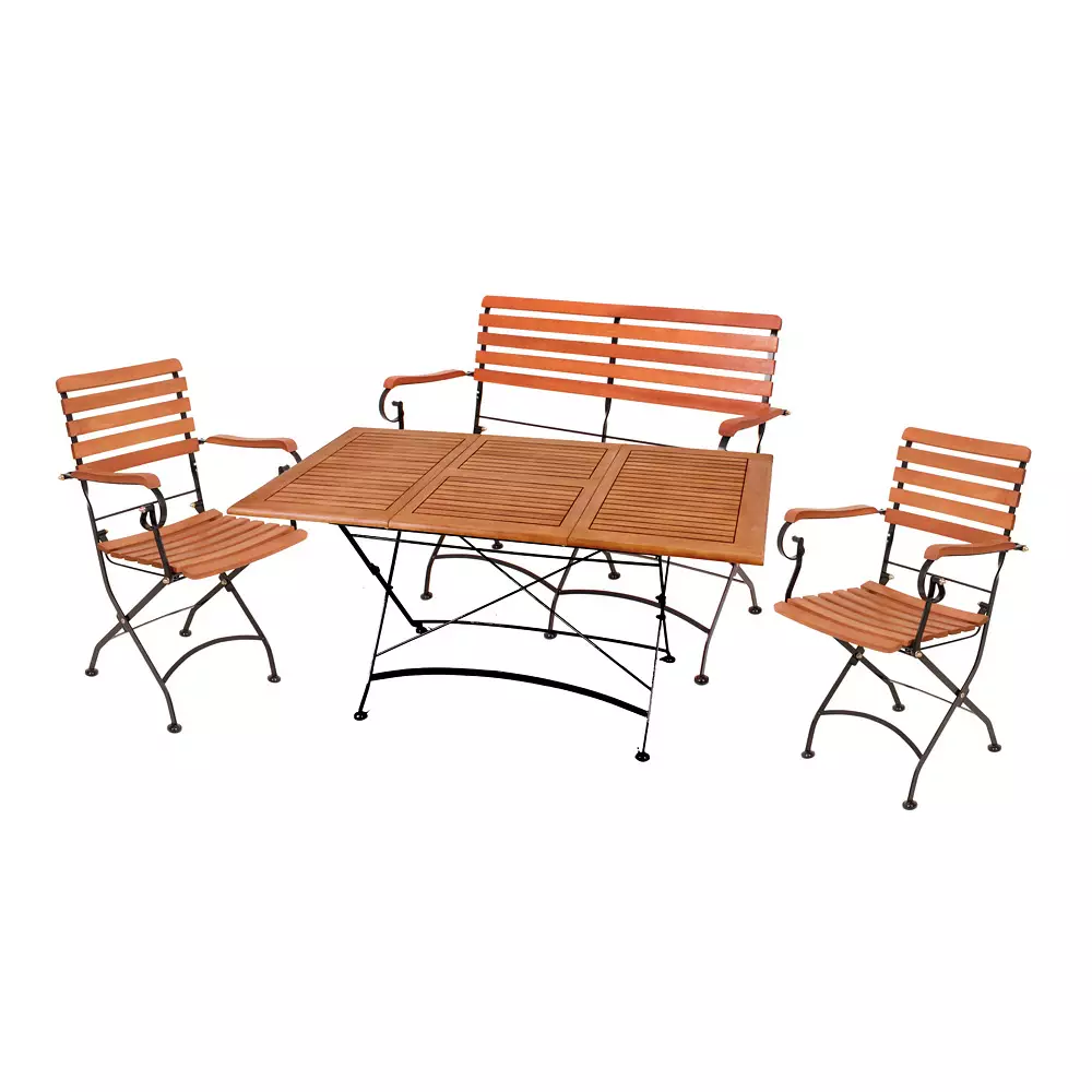 Lomadox Balkon Set 4-tlg. aus Eukalyptus GARDA-120 in braun
