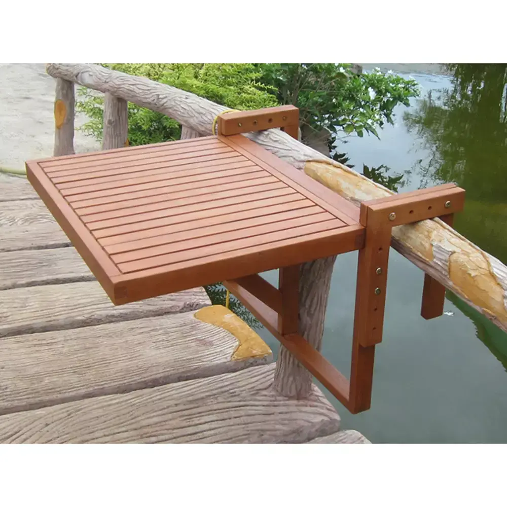 Lomadox Balkon-Hängetisch GARDA-120 aus Eukalyptus, B/H/T: ca. 64/44-52/65 cm
