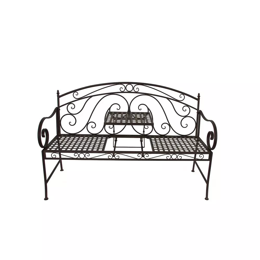 Lomadox Bank mit hochklappbarem Tisch GARDA-120 in schwarz, B/H/T: ca. 146/96/53 cm