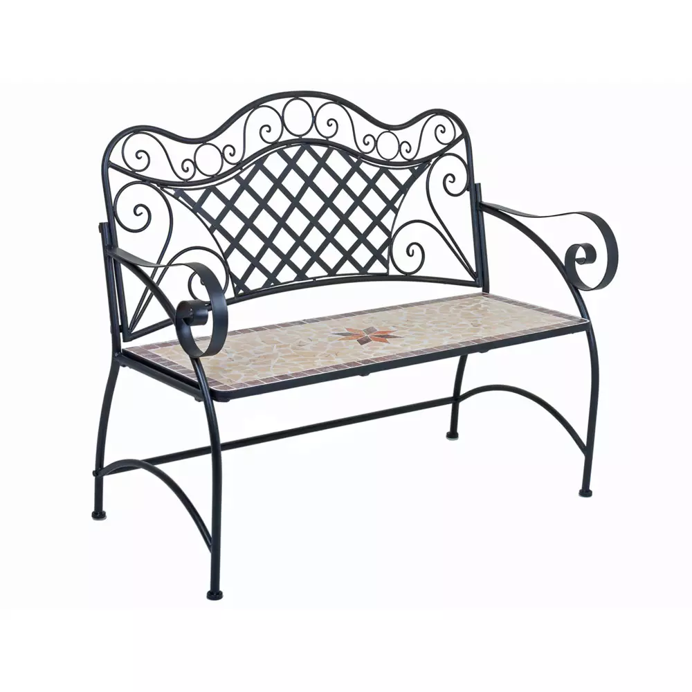 Lomadox Bank mit Mosaik GARDA-120, B/H/T: ca. 115/97/57 cm