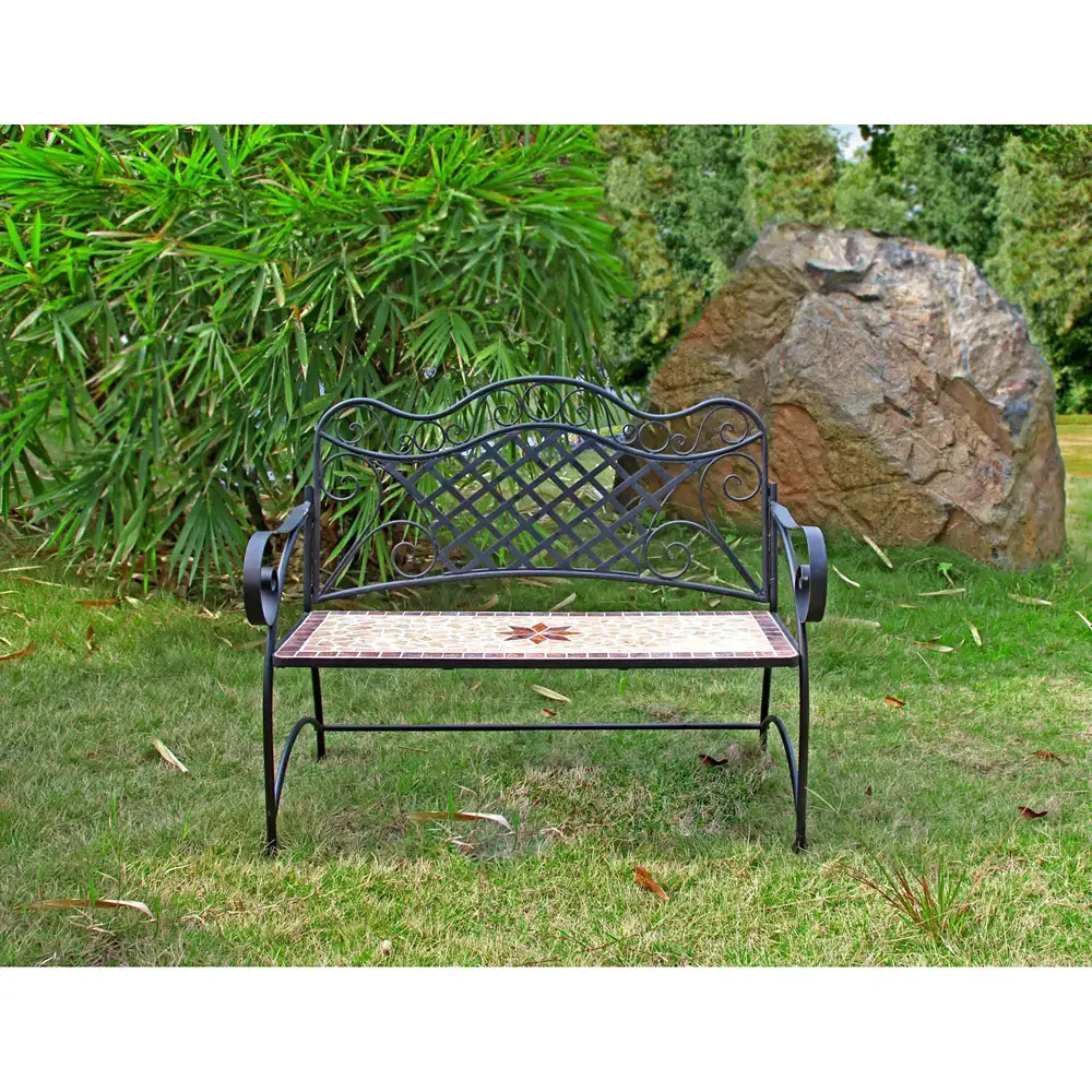 Lomadox Bank mit Mosaik GARDA-120, B/H/T: ca. 115/97/57 cm Bis zu 55% Rabatt