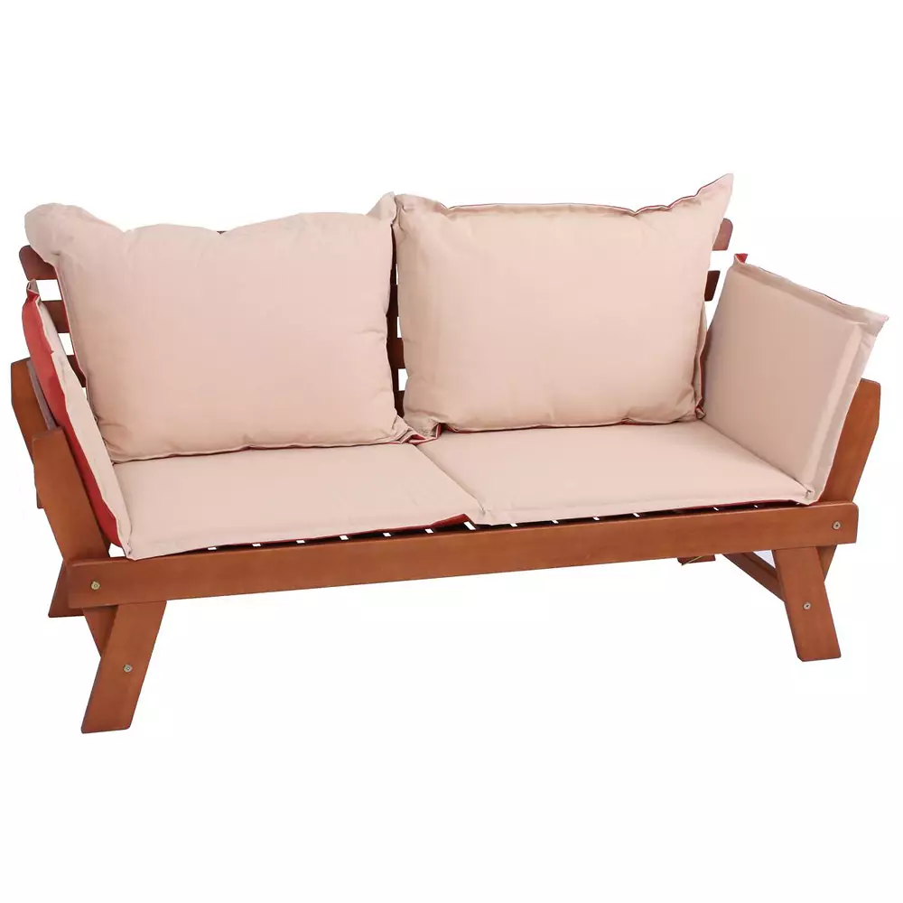 Lomadox Bank mit umklappbaren Armlehnen GARDA-120 aus Eukalyptus, B/H/T: ca. 195/75/72 cm Discount Store für neue Produkte