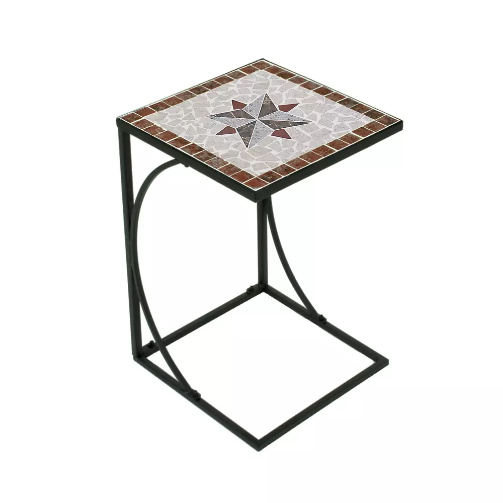 Lomadox Beistelltisch mit Mosaik GARDA-120 in braun/grau/rot/beige, B/H/T: ca. 35/53/35 cm