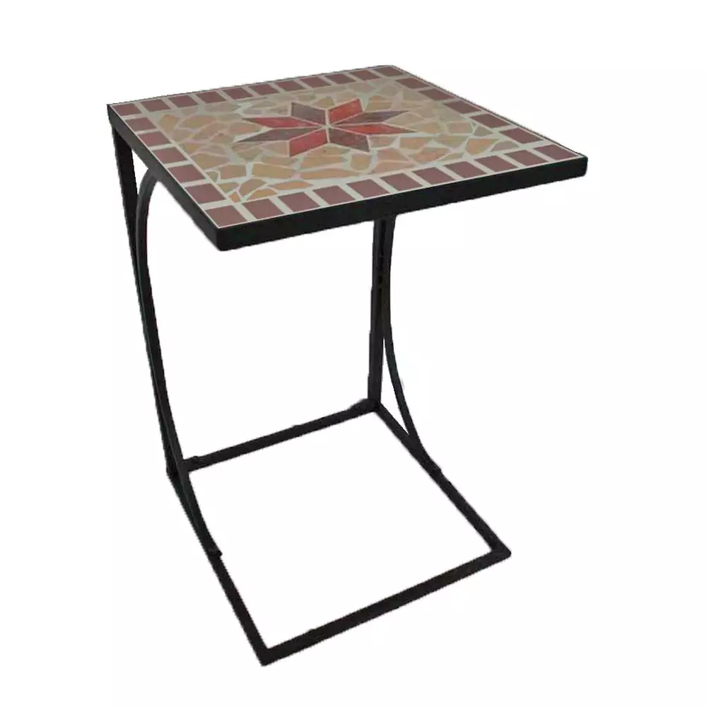 Lomadox Beistelltisch mit Mosaik GARDA-120 in braun/ocker/beige, B/H/T: ca. 35/53/35 cm