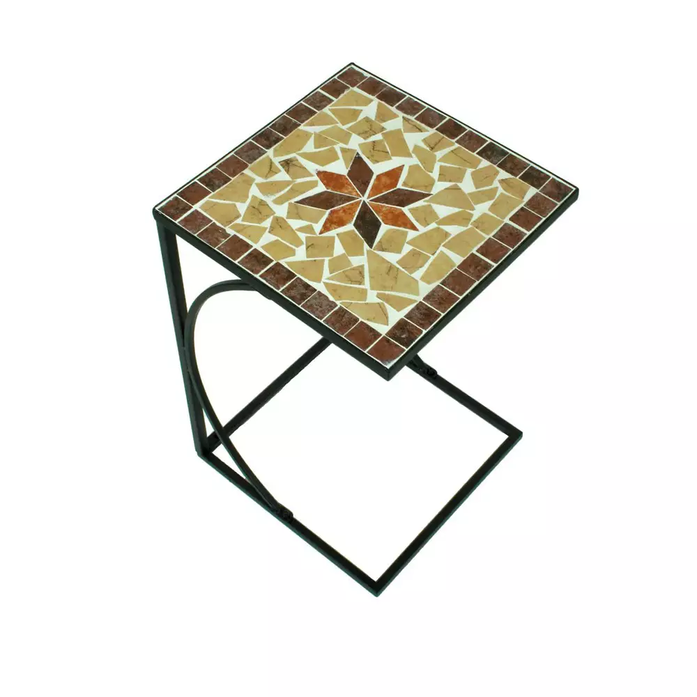 Lomadox Beistelltisch mit Mosaik GARDA-120 in braun/ocker/beige, B/H/T: ca. 35/53/35 cm Begrenzt auf 3 Tage