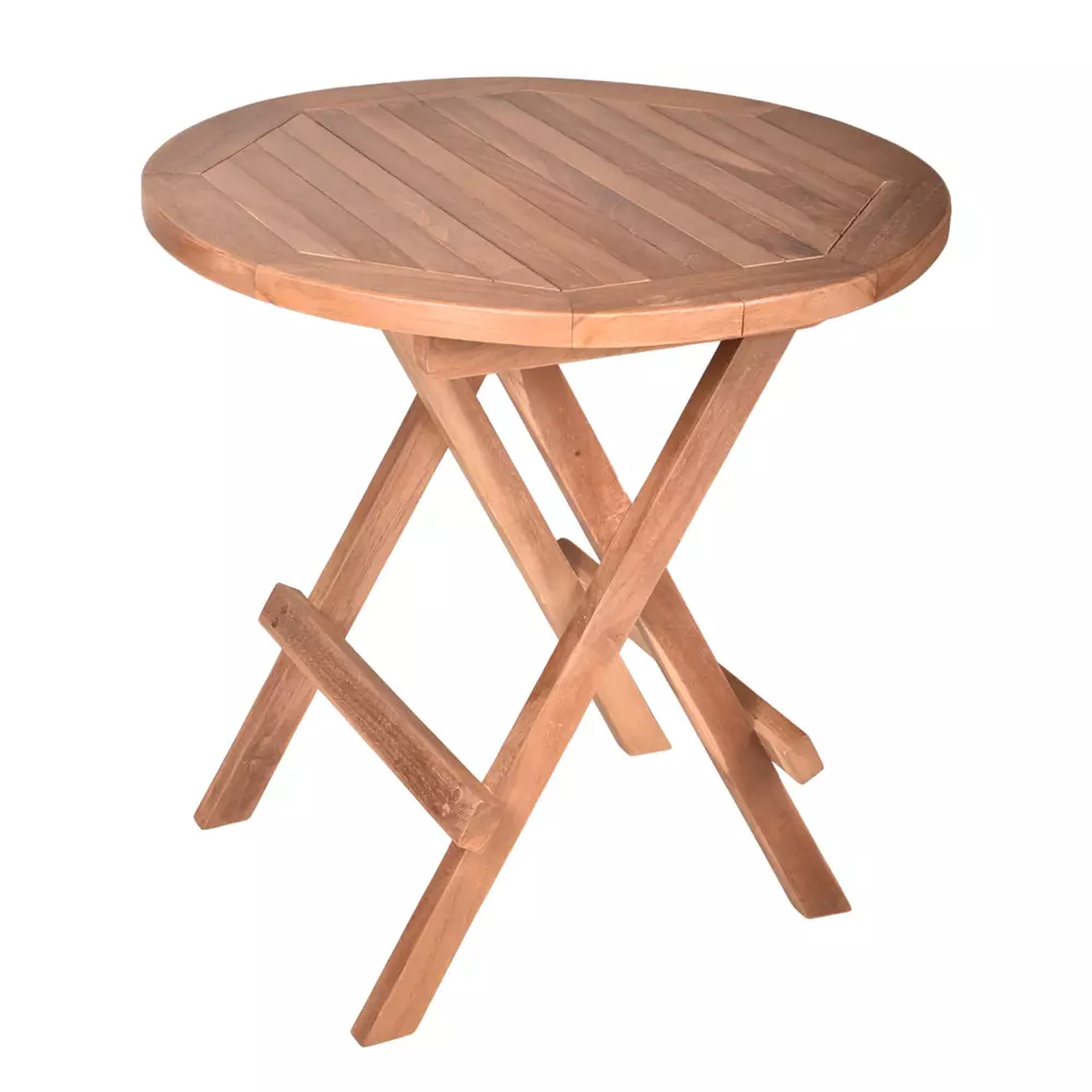Lomadox Beistelltisch rund GAZA-120 aus Teakholz massiv, B/H/T: ca. 50/50/50 cm