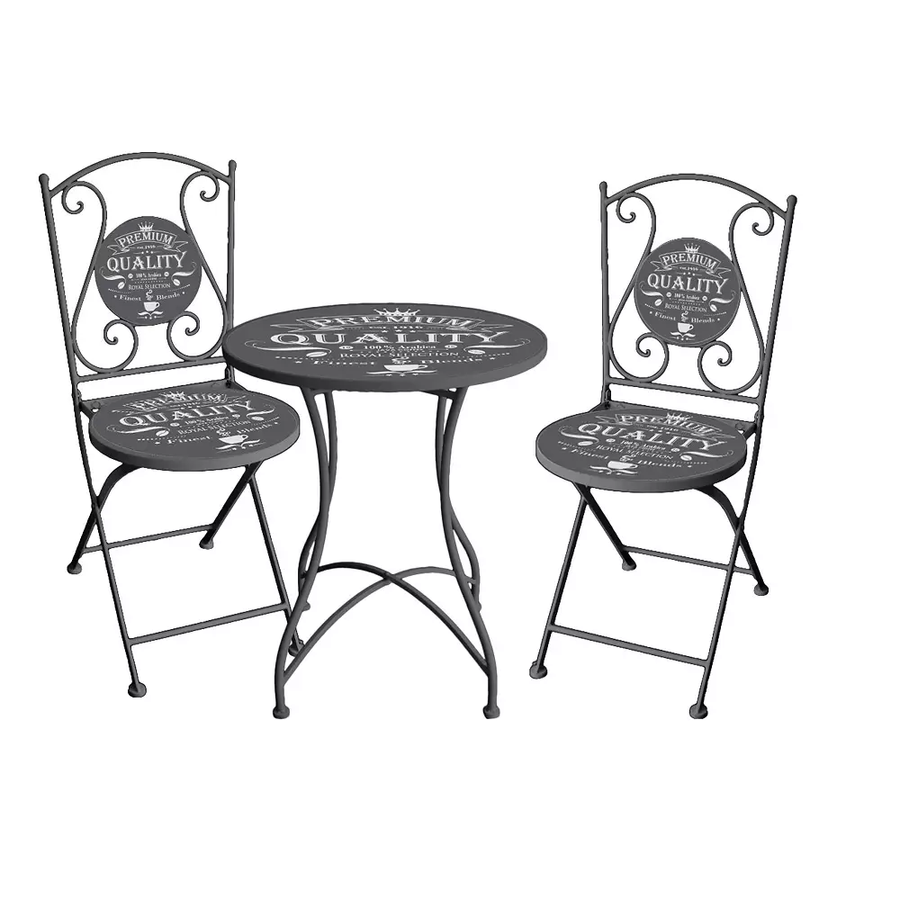 Lomadox Bistro Set GARDA-120 in grau mit Kaffee-Motiv