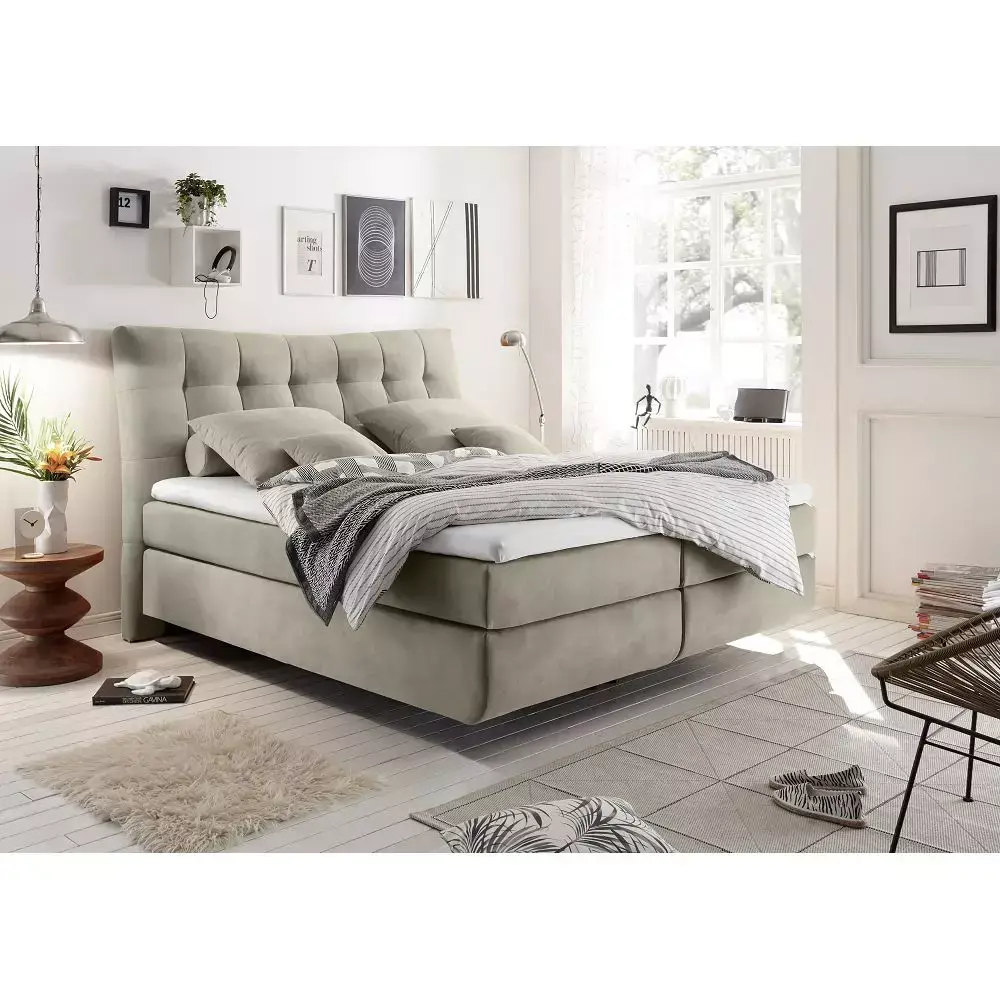 Lomadox Boxspringbett 180x200 cm in der Farbe rabbit, optionale elektrische Verstellung, Topper, Matratze wählbar 2025