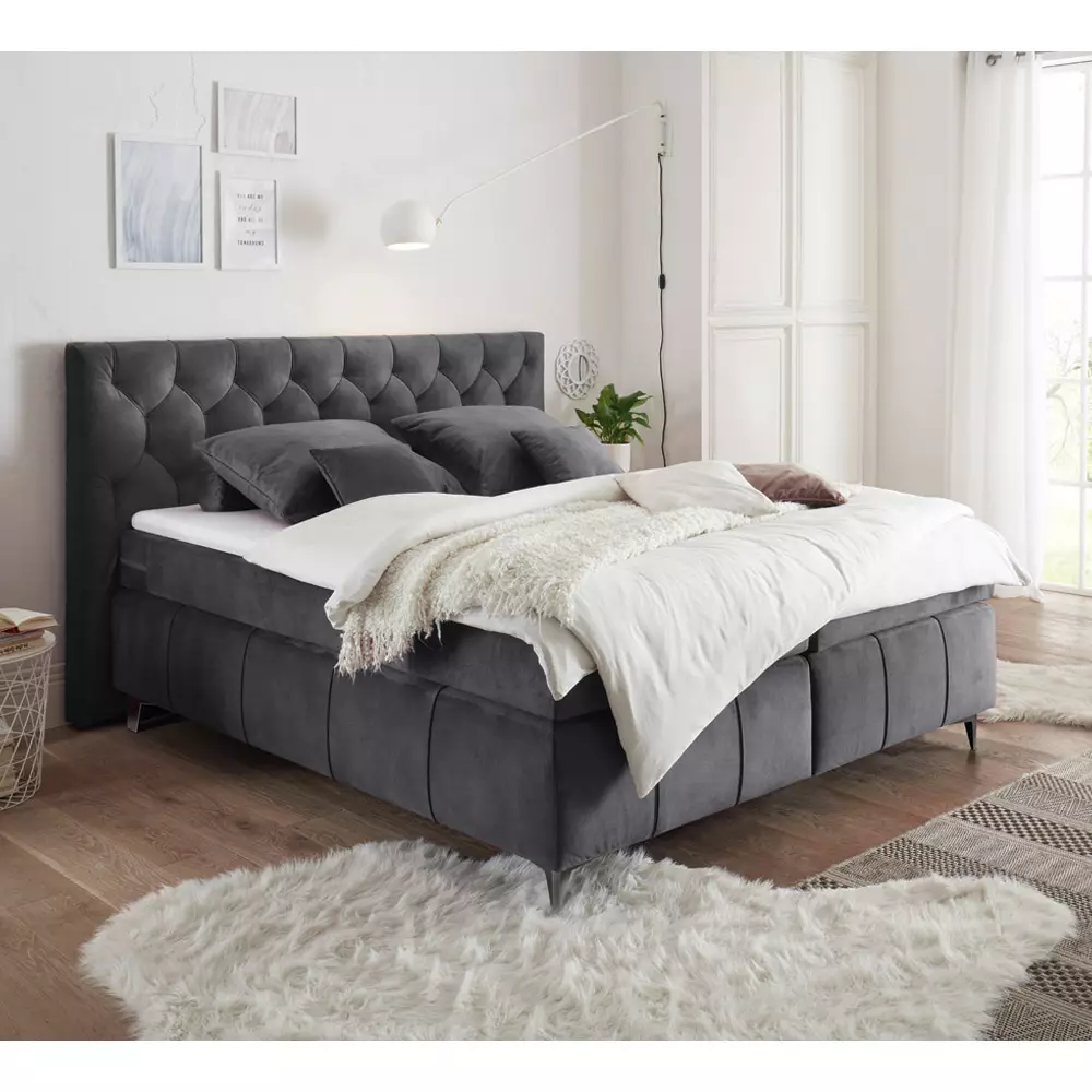 Lomadox Boxspringbett 180x200 cm PETARE-09 in 9 modernen Farben und Härtegrad H2