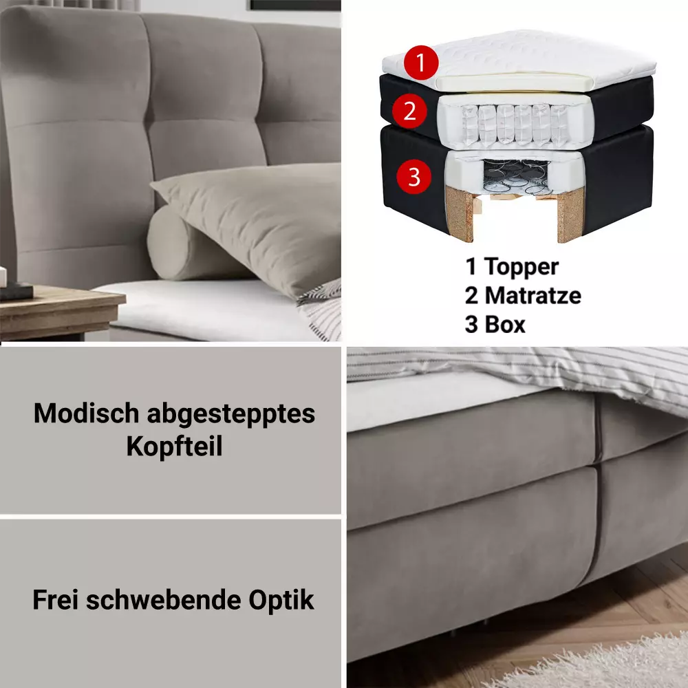 Lomadox Boxspringbett Liegefläche 180 x 200 cm inkl. Nachttische und Kleiderschrank EPSOM-83 Möbel in weiß Abisko Esche Nb. mit Lefkas Eiche Nb Hotsell