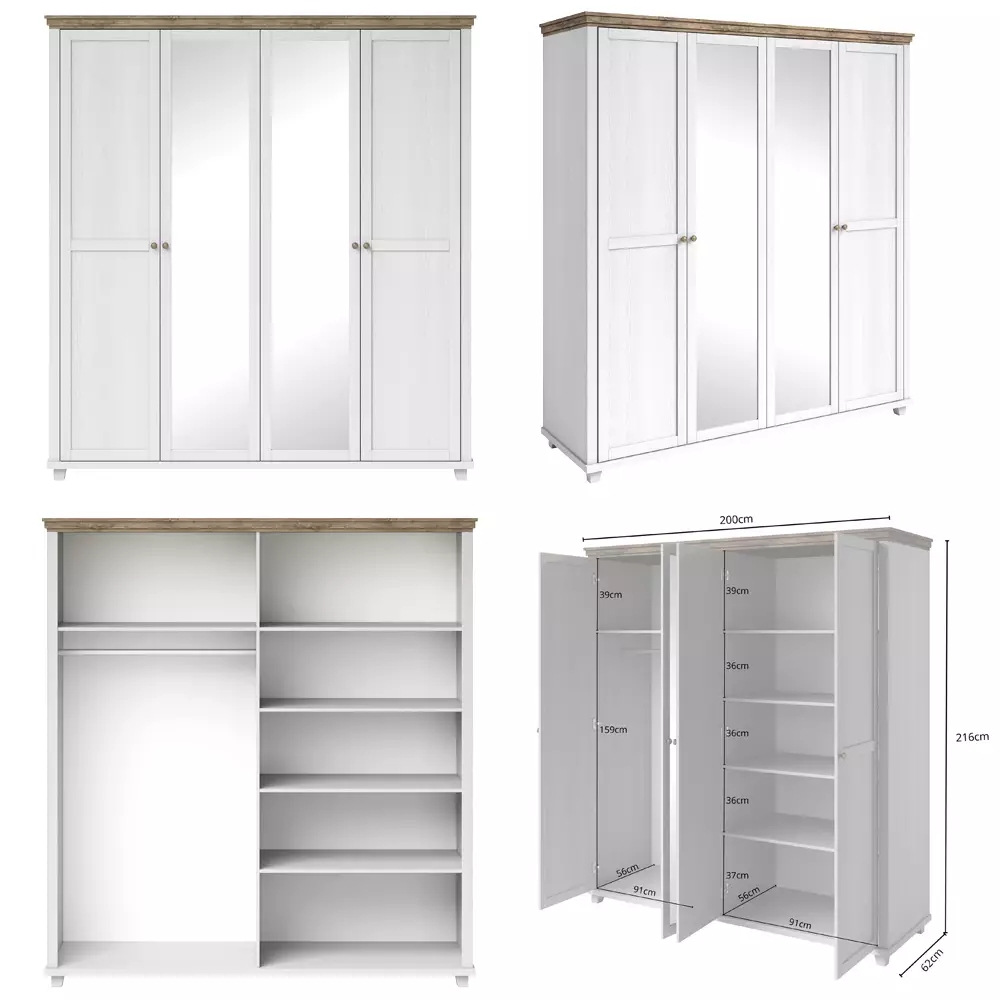 Lomadox Boxspringbett Liegefläche 180 x 200 cm inkl. Nachttische und Kleiderschrank EPSOM-83 Möbel in weiß Abisko Esche Nb. mit Lefkas Eiche Nb Hotsell