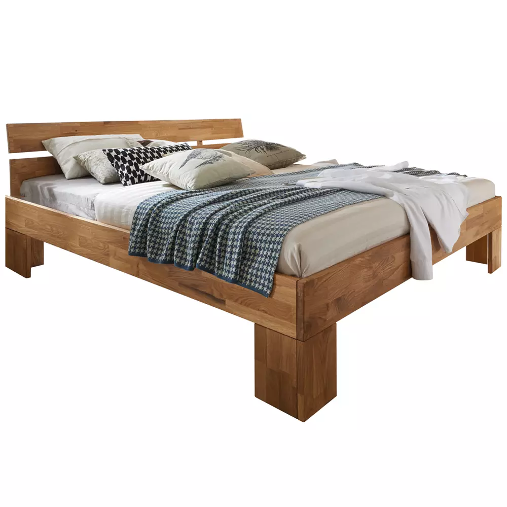 Lomadox 160x200 cm Massivholz Bettgestell inkl. Schwebe-Nachttische NORDDEICH-137 in Wildeiche massiv, B/H/T: ca. 252/88/213 cm Fabrik Onlineshop