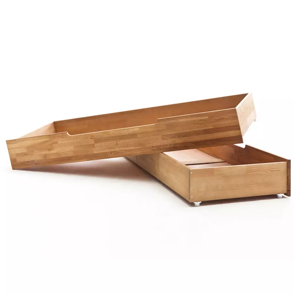 Lomadox 160x200 cm Massivholz Bettgestell mit Schwebe-Nachttischen und Bettschubkästen NORDDEICH-137 in Wildeiche massiv, B/H/T: ca. 252/88/213 cm Fabrikpreis