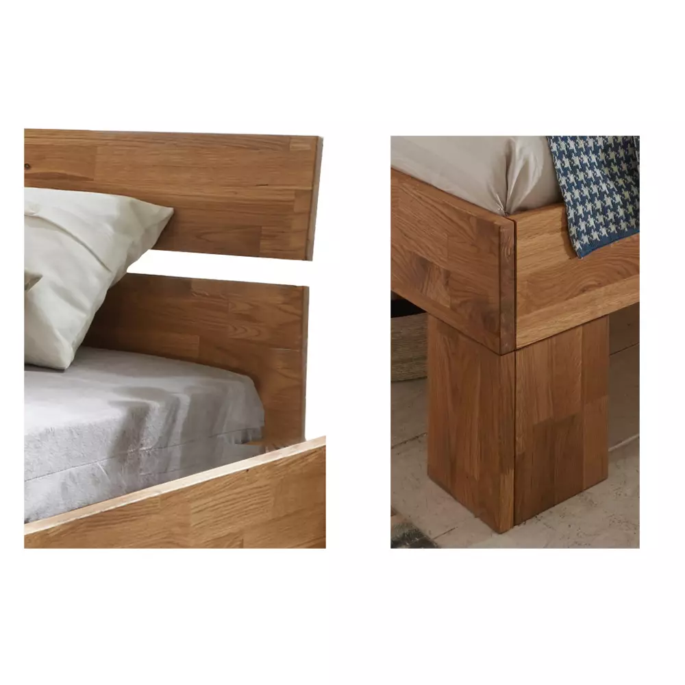 Lomadox 160x200 cm Massivholz Bettgestell NORDDEICH-137 in Wildeiche massiv, B/H/T: ca. 166/88/213 cm Sonderangebot