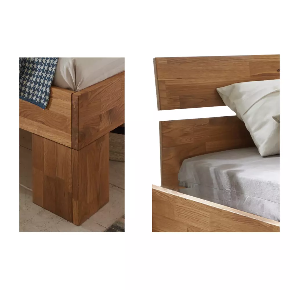 Lomadox 180x200 cm Bett Set mit 5-türigem Massivholz Kleiderschrank mit Spiegel NORDDEICH-137 in Wildeiche massiv Rabatt