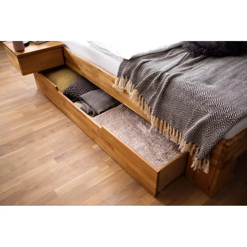 Lomadox 180x200 cm Bett Set mit 5-türigem Massivholz Kleiderschrank mit Spiegel NORDDEICH-137 in Wildeiche massiv Rabatt