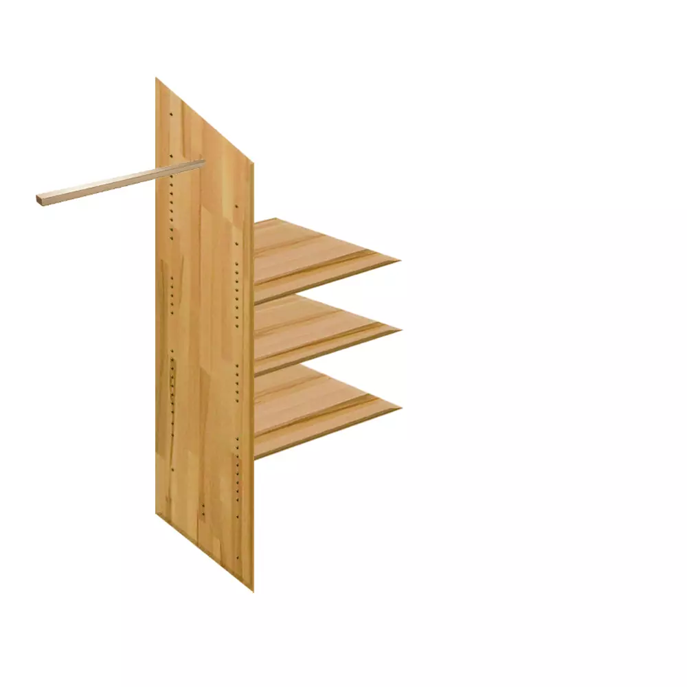 Lomadox 2-türiger Massivholz Kleiderschrank mit Kleiderstange und Einlegeböden NORDDEICH-137 in Wildeiche massiv, B/H/T: ca. 96/210/61 cm Versandkostenfrei