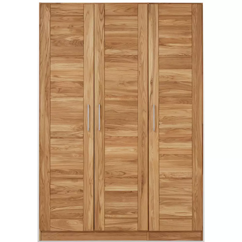Lomadox 3-türiger Massivholz Kleiderschrank NORDDEICH-137 in Wildeiche massiv, B/H/T: ca. 143/207/60 cm