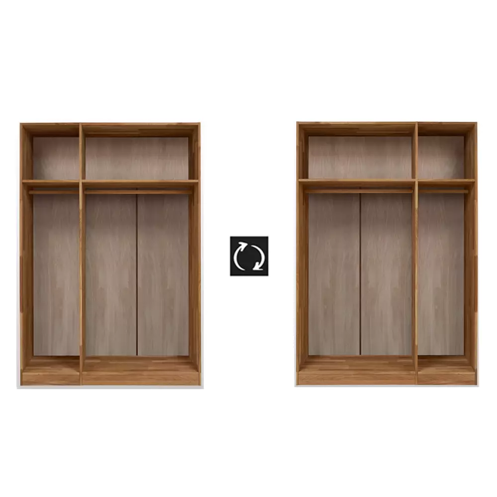 Lomadox 3-türiger Massivholz Kleiderschrank NORDDEICH-137 in Wildeiche massiv, B/H/T: ca. 143/207/60 cm Cyber Monday