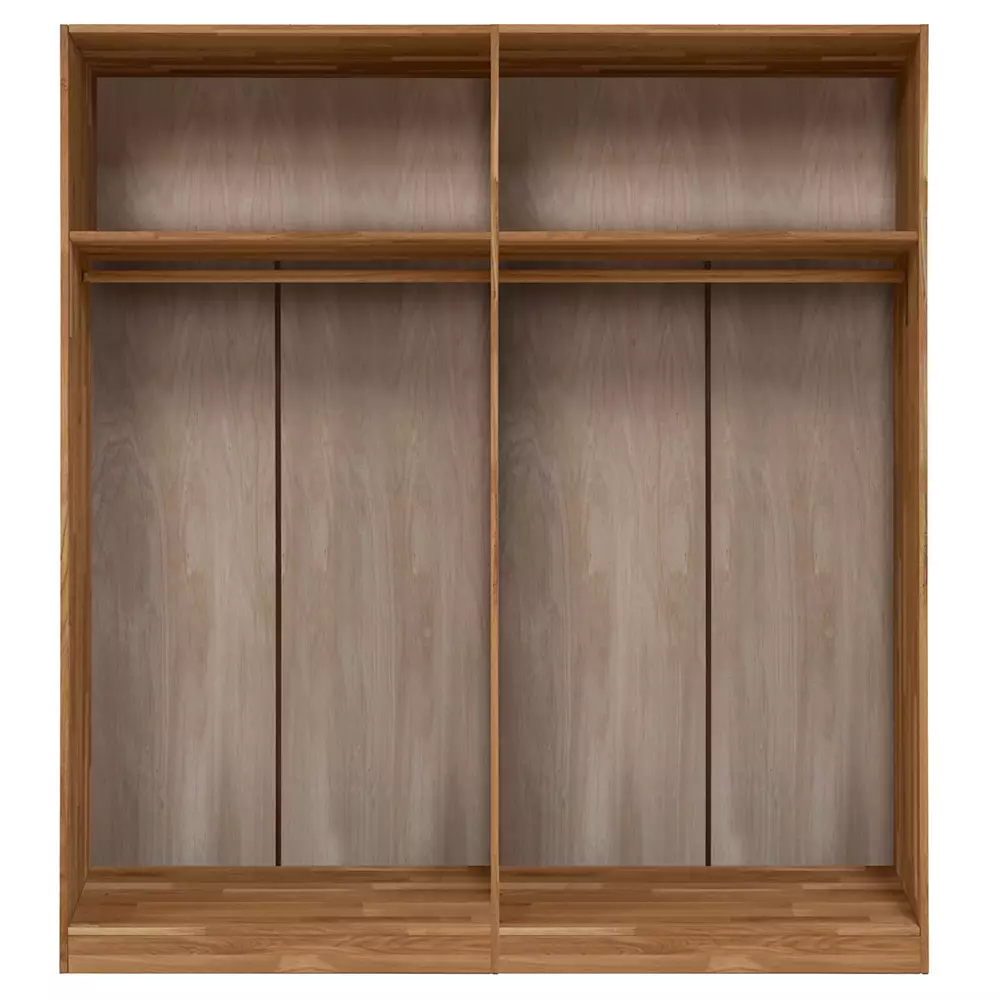 Lomadox 4-türiger Massivholz Kleiderschrank NORDDEICH-137 in Wildeiche massiv, B/H/T: ca. 191/207/60 cm Valentinstagsangebot
