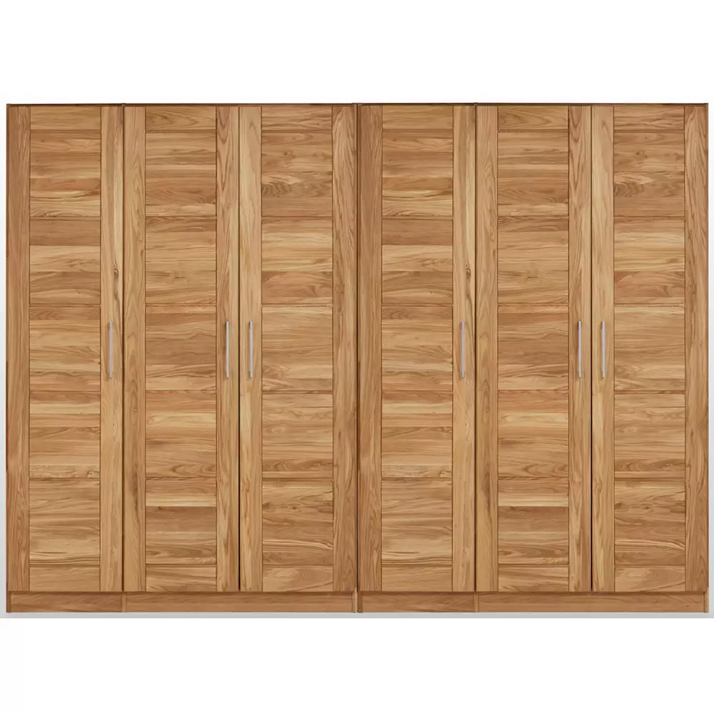 Lomadox 6-türiger Massivholz Kleiderschrank NORDDEICH-137 in Wildeiche massiv, B/H/T: ca. 285/207/60 cm