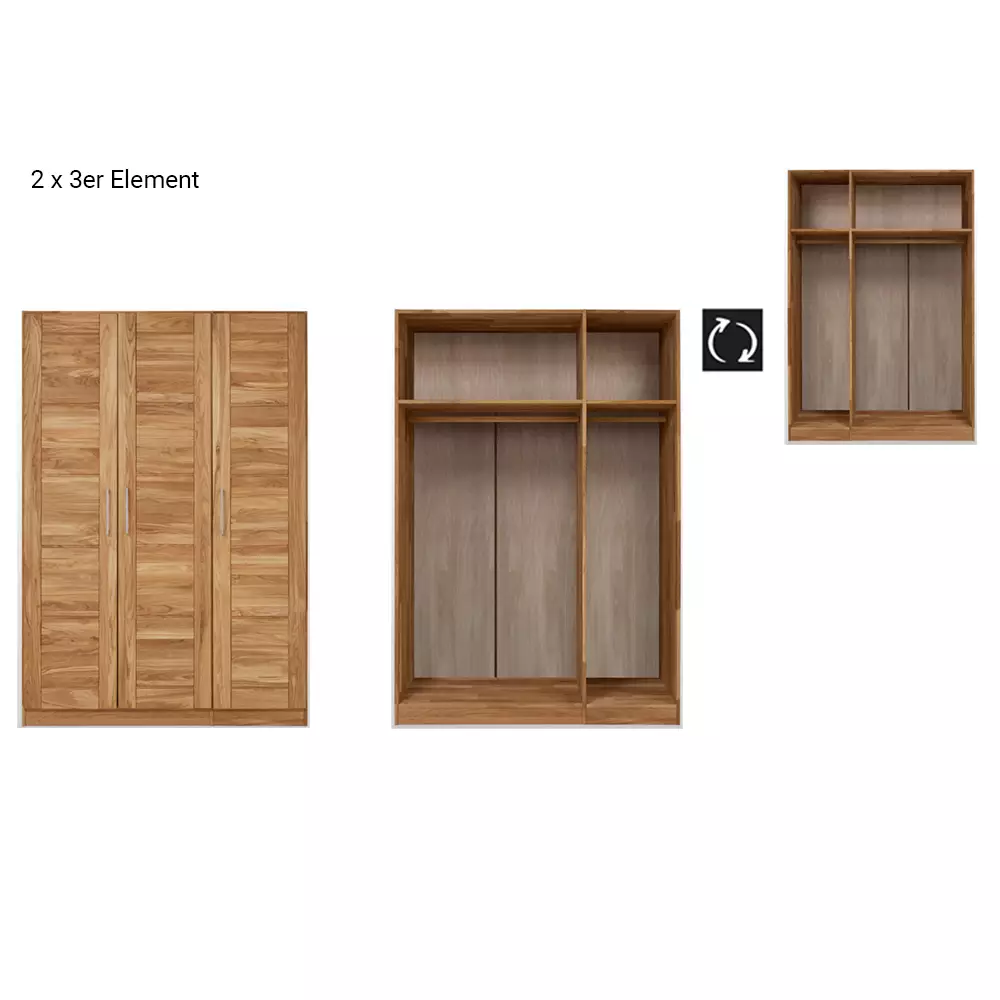 Lomadox 6-türiger Massivholz Kleiderschrank NORDDEICH-137 in Wildeiche massiv, B/H/T: ca. 285/207/60 cm Heißer Verkauf
