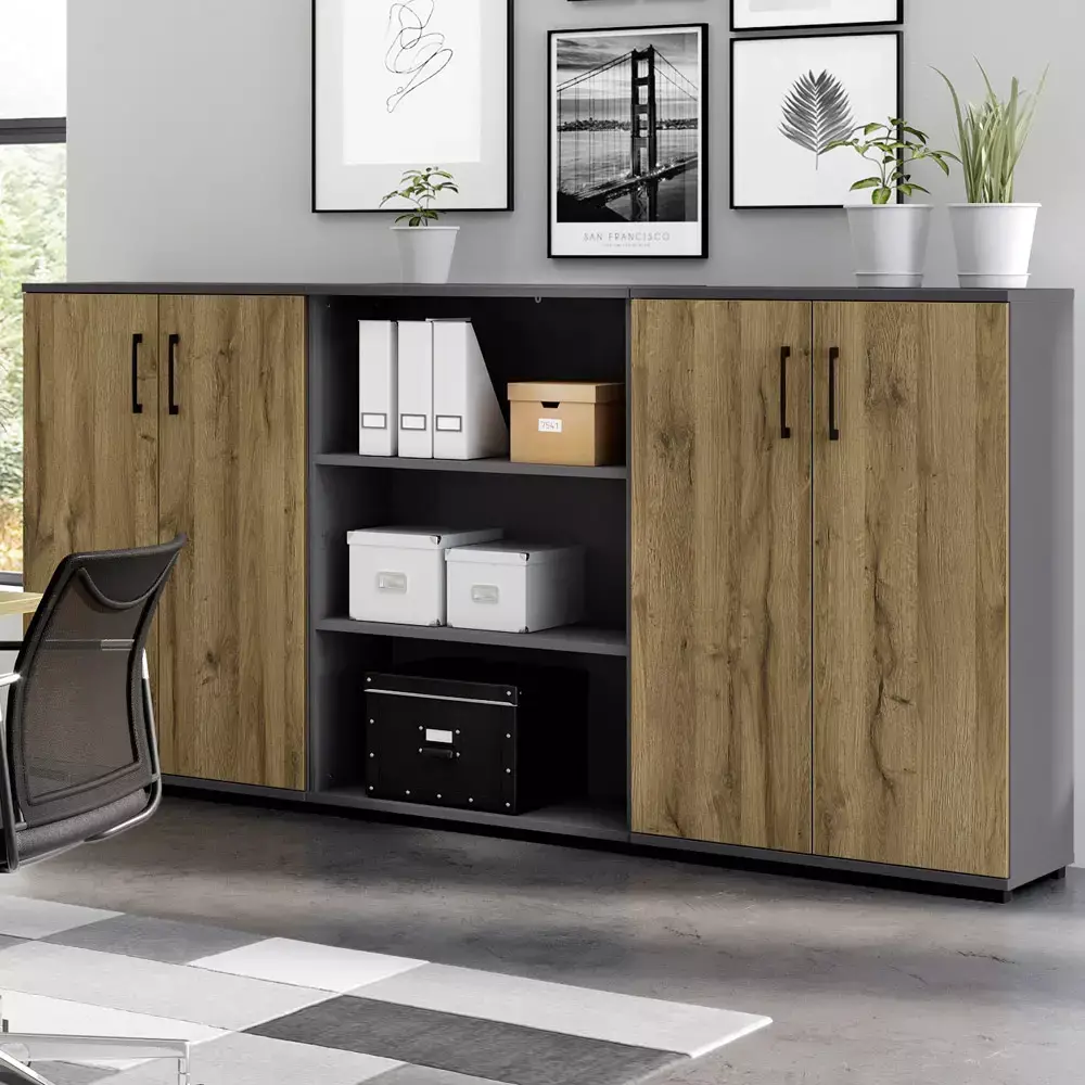 Lomadox Aktenregal Arbeitszimmer PRATO-01 in graphit, B/H/T: ca. 80/123/40 cm Sonderangebote