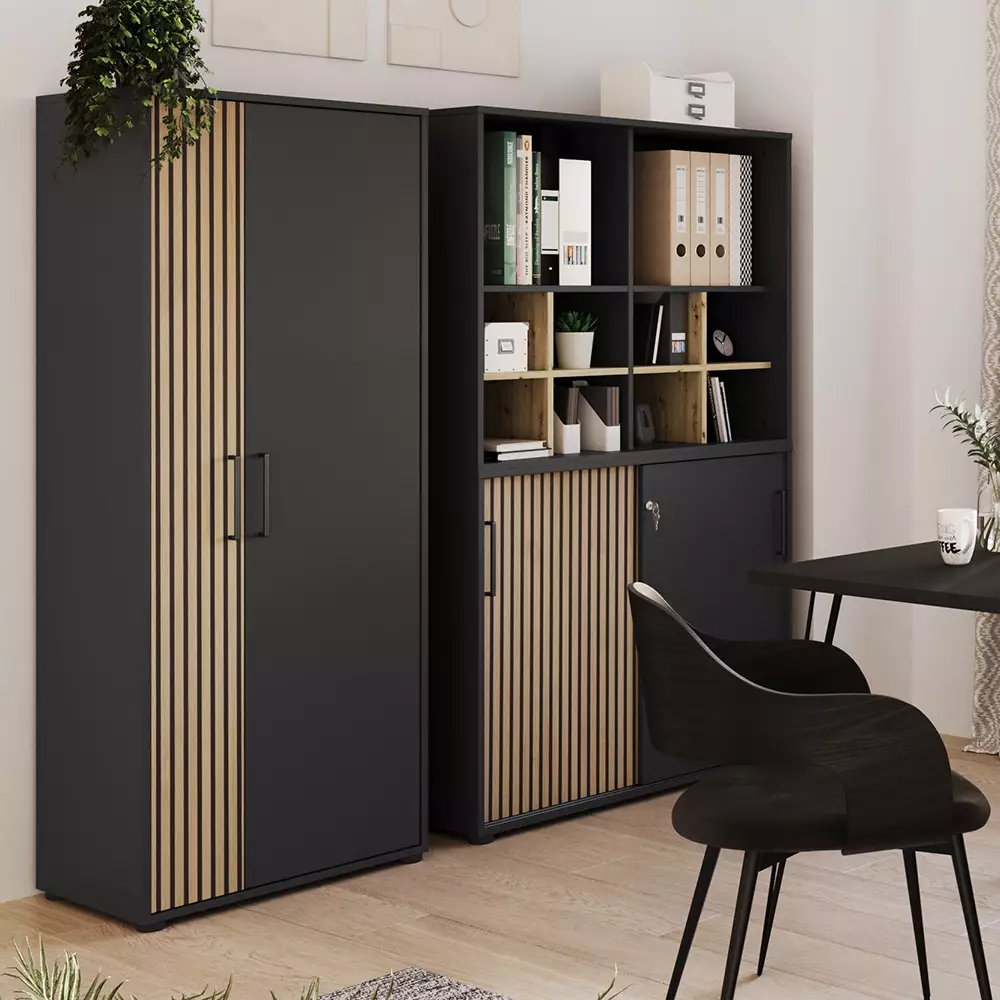 Lomadox Aktenregal in schwarz 100 cm HUNTSVILLE-80 VIP-Rabatte