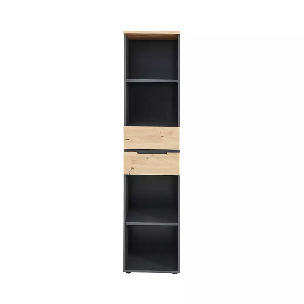 Lomadox Aktenregal mit 2 Schubladen, 45cm breit, graphit mit Eiche, MANRESA-36 Super Sparpreis