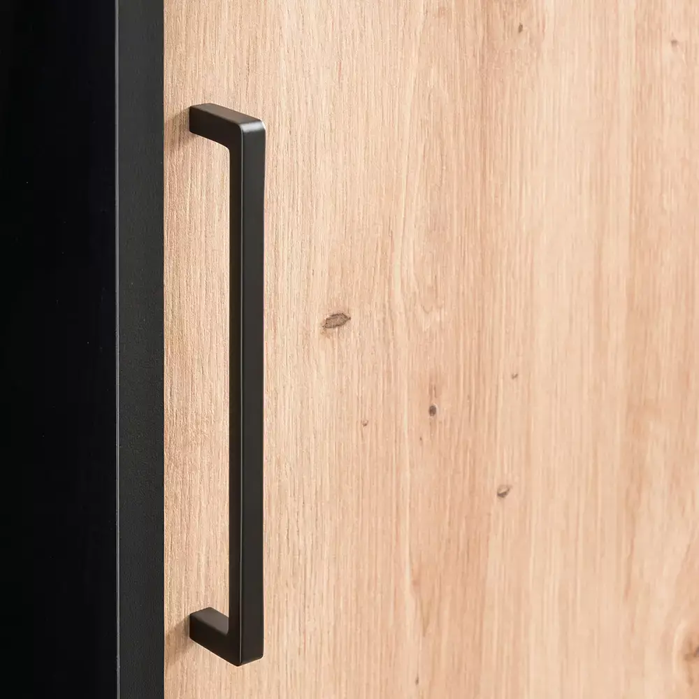 Lomadox Aktenschrank (3-teilig) in schwarz matt mit Eiche, ALNWICK-80 Letzte 3 Tage