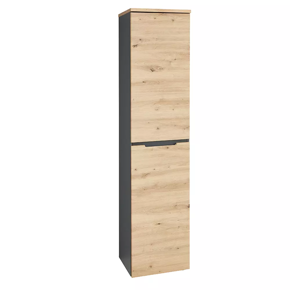 Lomadox Aktenschrank 1-türig, 45cm breit, graphit mit Eiche, MANRESA-36