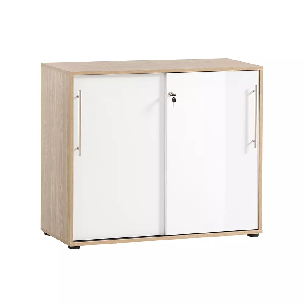 Lomadox Aktenschrank 100cm Eiche mit weiß ATENO-80