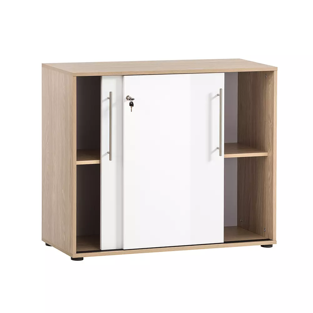 Lomadox Aktenschrank 100cm Eiche mit weiß ATENO-80 Letzte 2 Tage