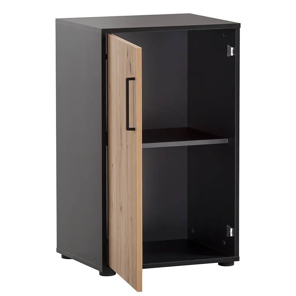 Lomadox Aktenschrank 51cm, schwarz matt mit Eiche, ALNWICK-80 Bis zu 65% Rabatt