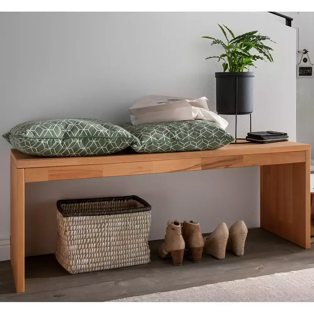 Lomadox Flurbank 120 cm 3 Schubkästen Buche massiv CUENCA-137 Fabrikladen