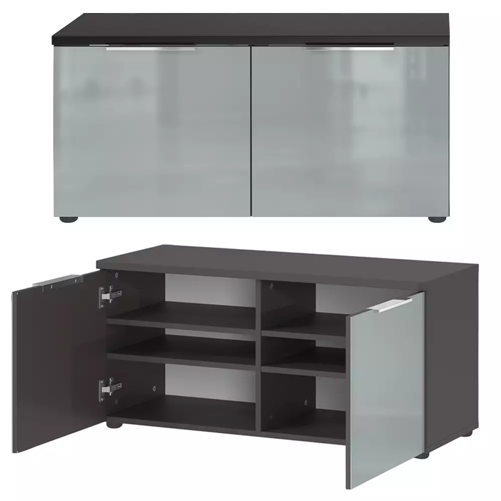 Lomadox Flurmöbel Set 3-teilig graphit mit Glasfronten grau GENEVA-01 Verkauf