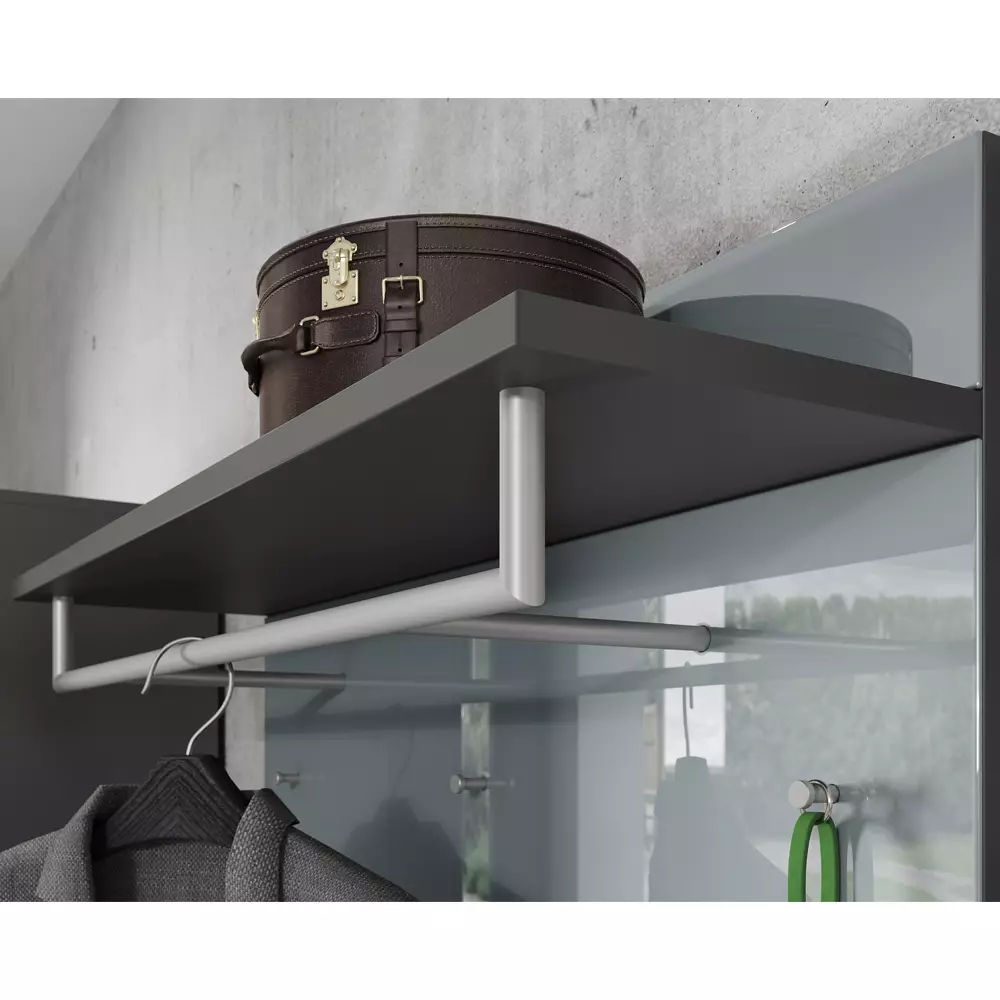 Lomadox Flurmöbel Set 3-teilig graphit mit Glasfronten grau GENEVA-01 Verkauf