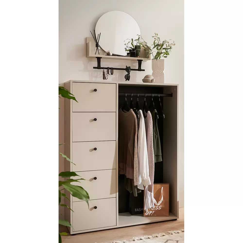 Lomadox Flurmöbel Set Garderobenschrank Wandregal beige LORCA-80