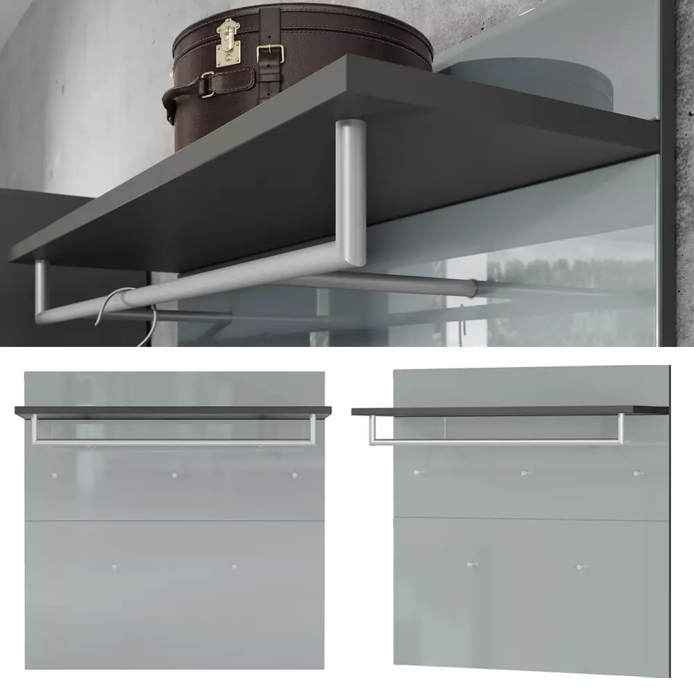 Lomadox Flurmöbel Set Sitzpolster graphit mit Glasfronten grau GENEVA-01, 3-teilig Kostenloser Versand