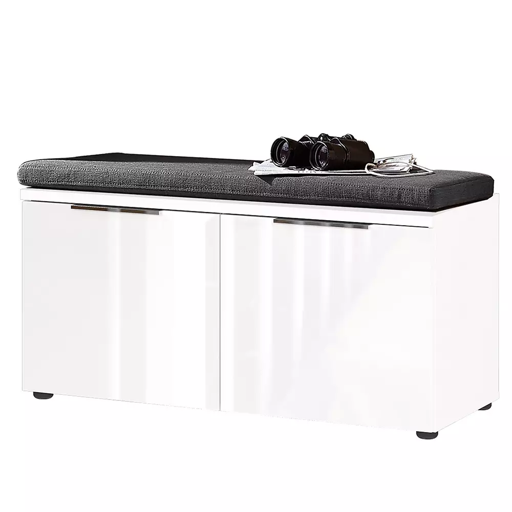 Lomadox Flurmöbel Set weiß mit Glasfronten 3-teilig inkl. Sitzpolster GENEVA-01 Fabrik Onlineshop