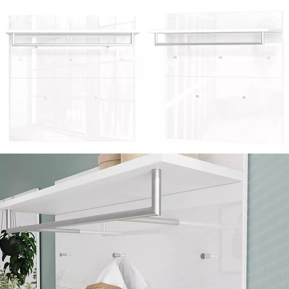 Lomadox Flurmöbel Set weiß mit Glasfronten 3-teilig inkl. Sitzpolster GENEVA-01 Fabrik Onlineshop