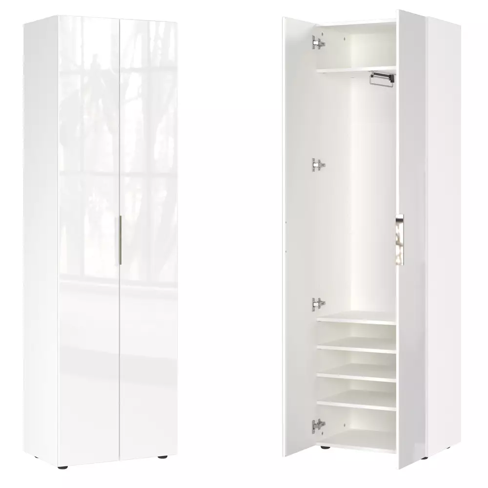 Lomadox Flurmöbel Set weiß mit Glasfronten 3-teilig inkl. Sitzpolster GENEVA-01 Fabrik Onlineshop