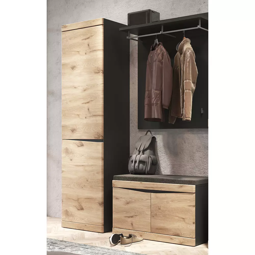 Lomadox Flurschrank anthrazit mit Eiche SUNBURY-129 Versandkostenfrei