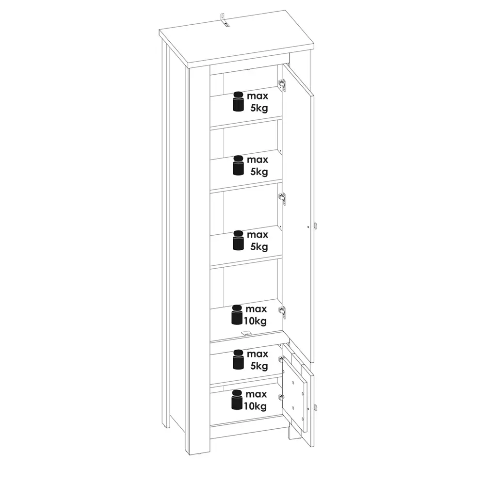 Lomadox Flurschrank Landhausstil Lärche weiß mit Eiche COSLADA-129 Flash Sale