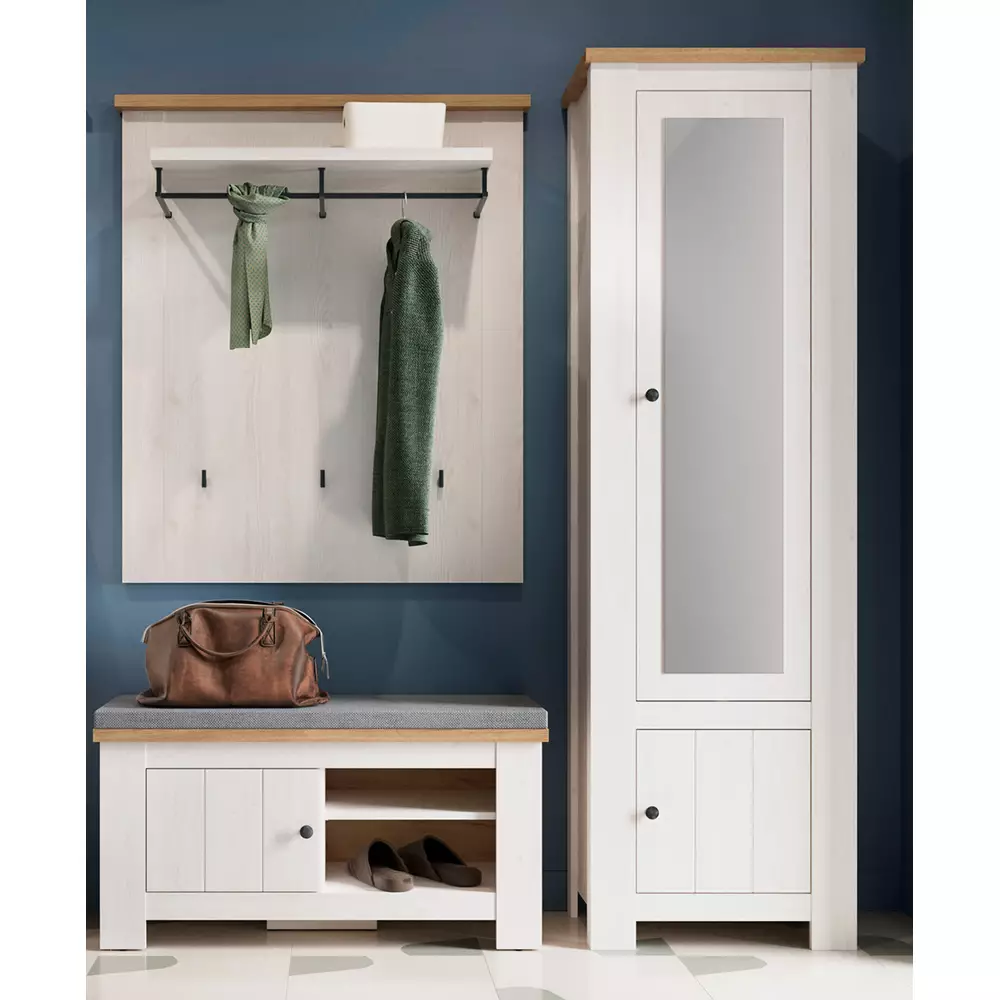 Lomadox Flurschrank Landhausstil Lärche weiß mit Eiche COSLADA-129 Flash Sale