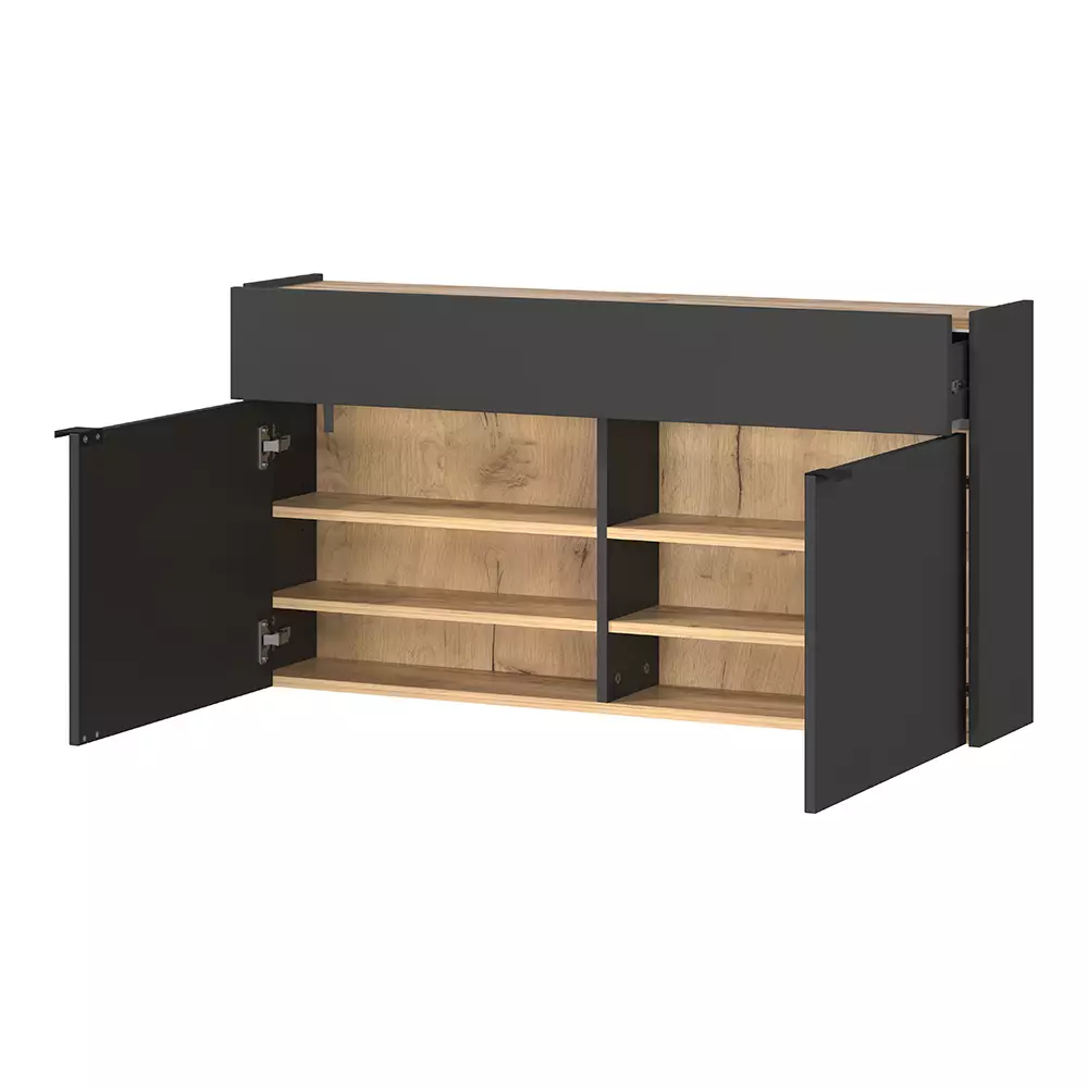 Lomadox Flurschrank Schuhschrank 110cm in grau mit Eiche ABERDEEN-01 ideal für schmale Flure, B/H/T ca. 110/57/22 cm Online Shopping