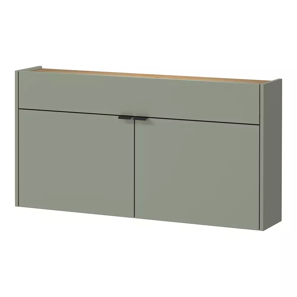 Lomadox Flurschrank Schuhschrank 110cm in grün mit Eiche ABERDEEN-01 ideal für schmale Flure, B/H/T ca. 110/57/22 cm Exklusivangebot