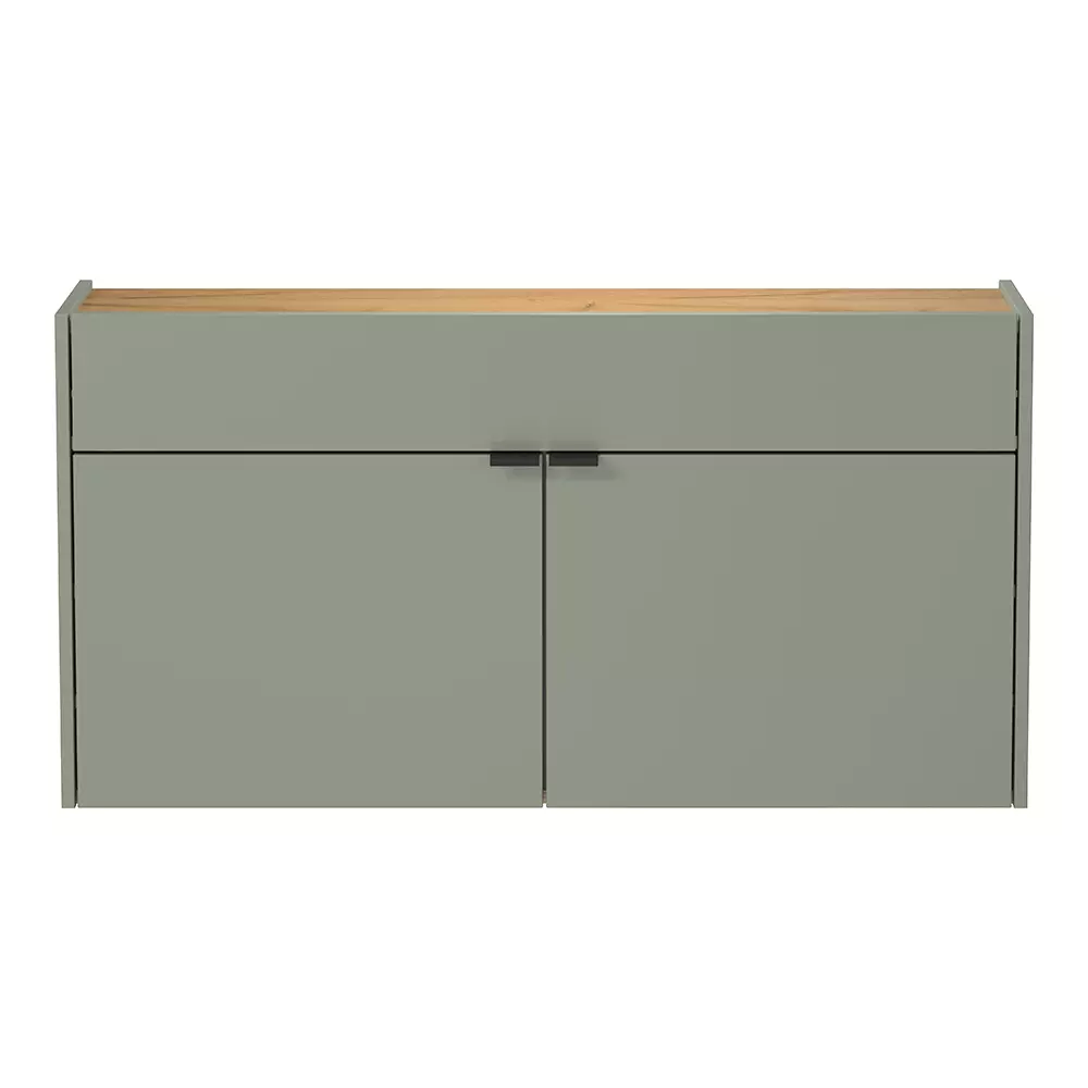 Lomadox Flurschrank Schuhschrank 110cm in grün mit Eiche ABERDEEN-01 ideal für schmale Flure, B/H/T ca. 110/57/22 cm Exklusivangebot