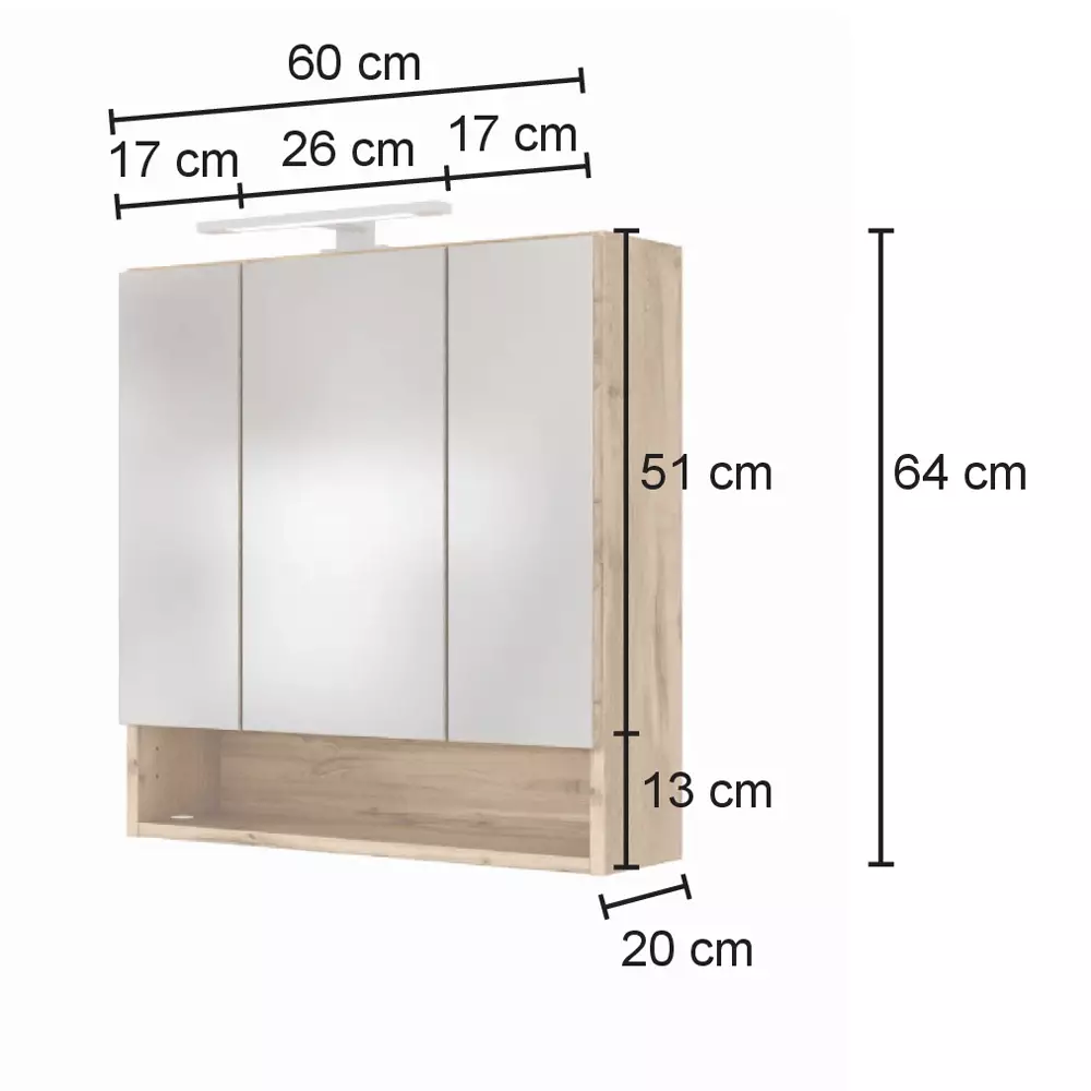 Lomadox Badezimmer Set 4-tlg. mit Beleuchtung und Waschbecken LOUNY-03 in Wotaneiche Nb. mit matt weiß, B/H/T: ca. 110/200/48 cm Cyber Monday