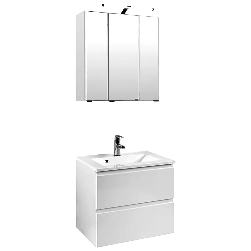 Lomadox Waschplatz Set COMO-03, Hochglanz weiß, B x H x T ca.: 60 x 200 x 47cm